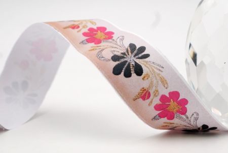 Frühling Schwarz/Neonpink Blume Jacquardband_AI-KN